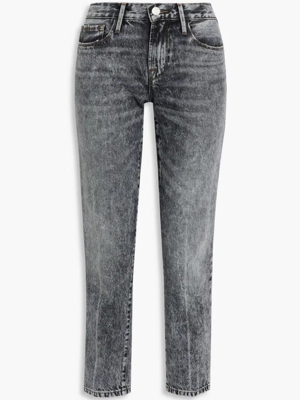 Frame Le Nouveau acid-wash mid-rise straight-leg jeans,